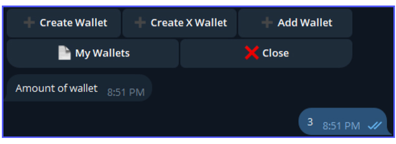 Tạo nhiều ví trên Bot của TON Create X Wallet